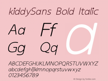 kiddySans Bold Italic Version 1.000图片样张