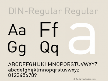 DIN-Regular Regular Version 1.0 Font Sample