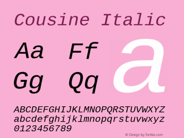 Cousine Italic Version 1.00图片样张