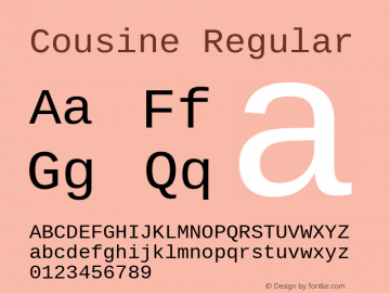 Cousine Regular Version 1.00 Font Sample