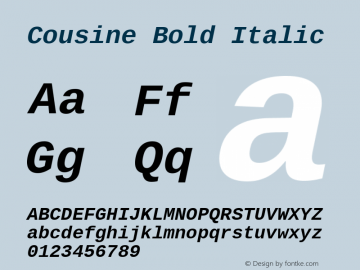 Cousine Bold Italic Version 1.00图片样张