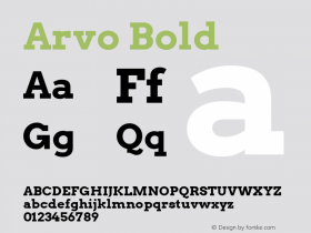 Arvo Bold Version 2.001 2013 Font Sample