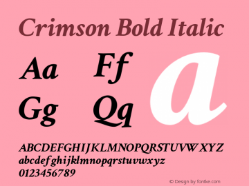 Crimson Bold Italic Version 0.12 Font Sample