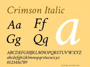 Crimson Italic Version 0.12 Font Sample