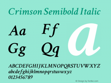 Crimson Semibold Italic Version 0.12 Font Sample