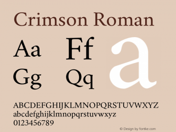 Crimson Roman Version 0.2 Font Sample