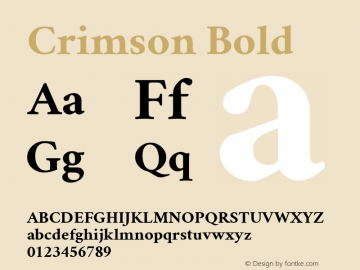 Crimson Bold Version 0.8 ; ttfautohint (v1.00) -l 8 -r 50 -G 200 -x 14 -D latn -f none -w D Font Sample