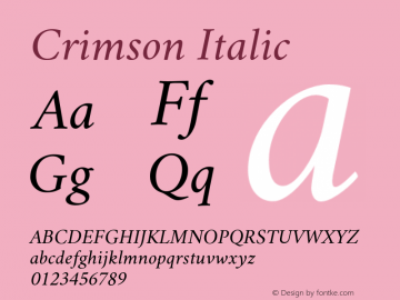 Crimson Italic Version 0.8 Font Sample