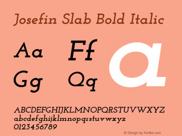 Josefin Slab Bold Italic Version 1.0 Font Sample