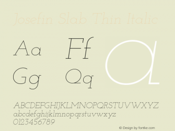 Josefin Slab Thin Italic Version 1.000 Font Sample