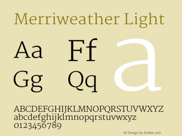 Merriweather Light Version 1.003 Font Sample