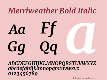 Merriweather Bold Italic Version 1.001 Font Sample