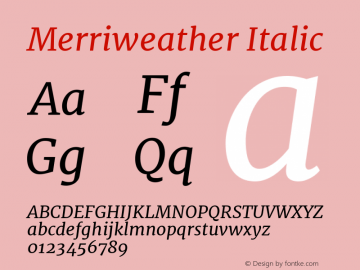 Merriweather Italic Version 1.005图片样张