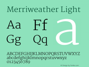 Merriweather Light Version 1.003 Font Sample