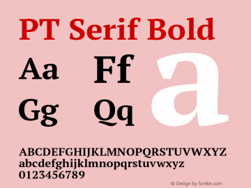 PT Serif Bold Version 1.000 Font Sample