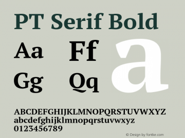 PT Serif Bold Version 1.000 Font Sample