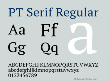 PT Serif Regular Version 1.001 Font Sample