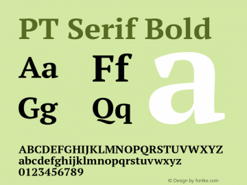 PT Serif Bold Version 1.001 Font Sample