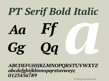 PT Serif Bold Italic Version 1.001 Font Sample