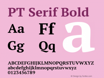 PT Serif Bold Version 1.000W Font Sample