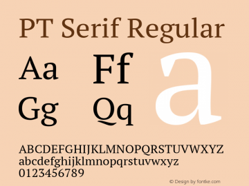 PT Serif Regular 9.0d1e1 Font Sample
