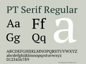 PT Serif Regular Version 1.000W OFL图片样张