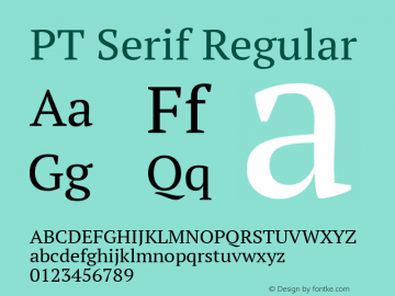 PT Serif Regular Version 1.002 Font Sample