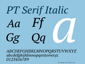 PT Serif Italic Version 1.002 Font Sample
