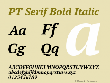 PT Serif Bold Italic Version 1.002 Font Sample