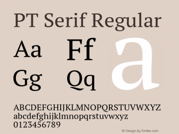 PT Serif Regular Version 1.002W Font Sample