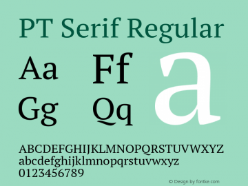 PT Serif Regular Version 1.000W OFL Font Sample