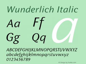 Wunderlich Italic Version 001.000 Font Sample