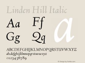 Linden Hill Italic Version 1.2 Font Sample