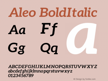 Aleo BoldItalic Version 1.2.2 Font Sample