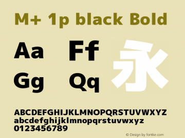 M+ 1p black Bold Version 1.039 Font Sample