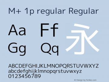 M+ 1p regular Regular Version 1.042 Font Sample