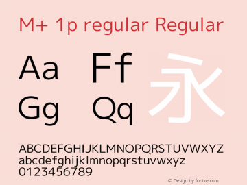 M+ 1p regular Regular Version 1.043 Font Sample