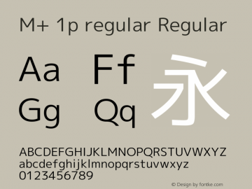 M+ 1p regular Regular Version 1.058.20140226 Font Sample