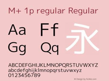 M+ 1p regular Regular Version 1.059.20150110 Font Sample