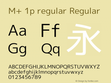 M+ 1p regular Regular Version 1.051 Font Sample