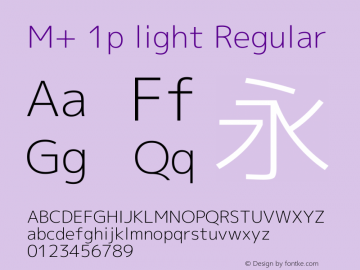 M+ 1p light Regular Version 1.058.20140226 Font Sample