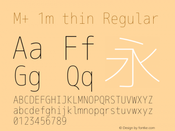 M+ 1m thin Regular Version 1.043 Font Sample