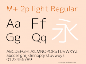 M+ 2p light Regular Version 1.056 Font Sample