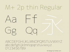 M+ 2p thin Regular Version 1.058.20140226 Font Sample