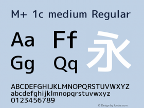 M+ 1c medium Regular Version 1.036 Font Sample