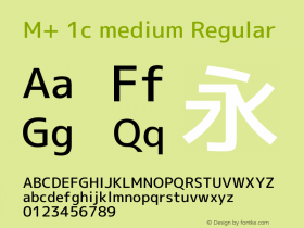 M+ 1c medium Regular Version 1.051 Font Sample