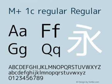 M+ 1c regular Regular Version 1.036 Font Sample