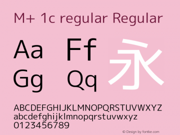 M+ 1c regular Regular Version 1.040 Font Sample