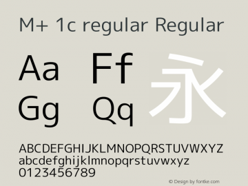 M+ 1c regular Regular Version 1.042 Font Sample