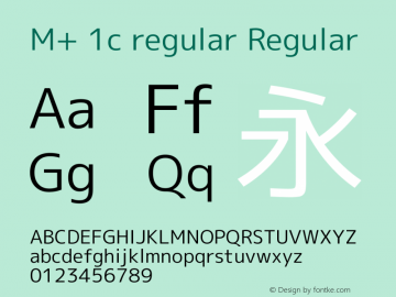 M+ 1c regular Regular Version 1.043 Font Sample